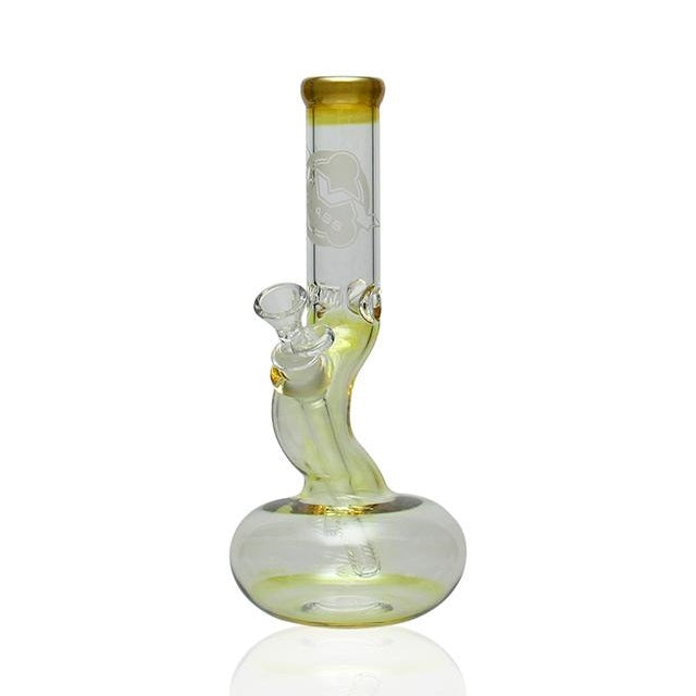 HVY Glass 11-inch fume bent neck bong — color-changing bubble bottom borosilicate glass water pipe