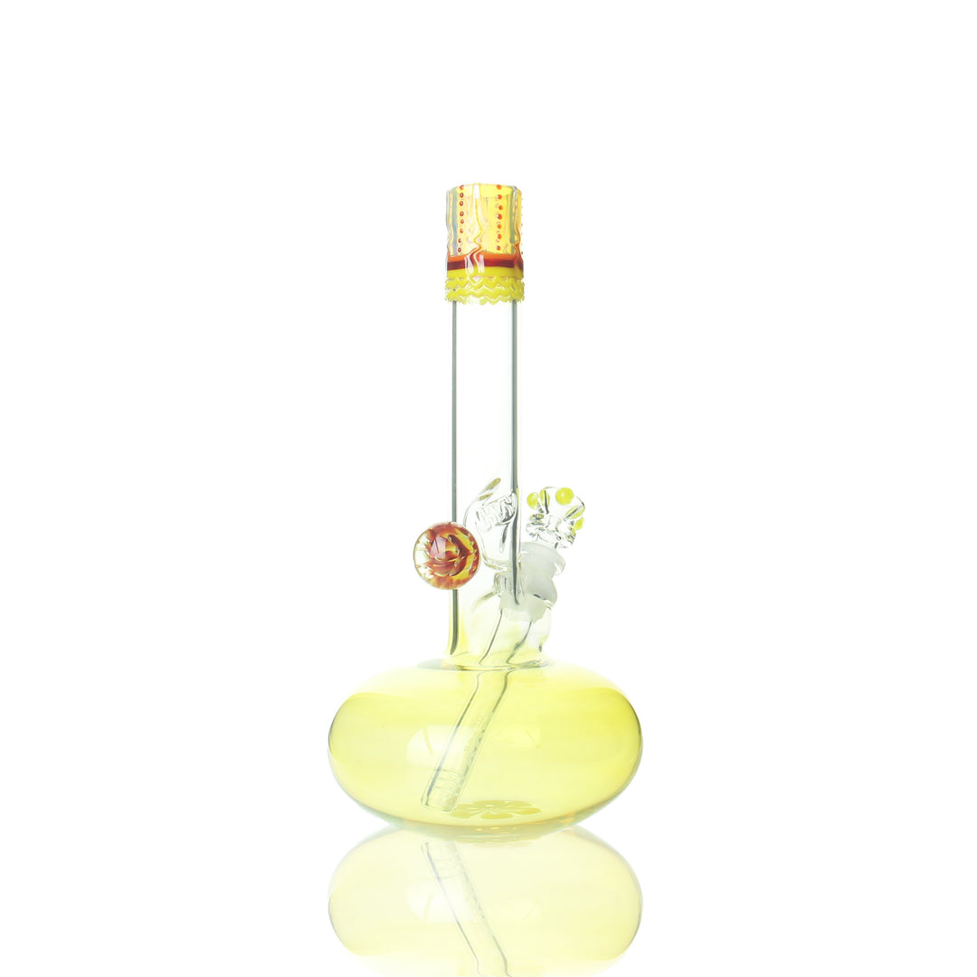 HVY Glass 11-inch fumed worked top bong — fumed glass water pipe with bubble base, side view