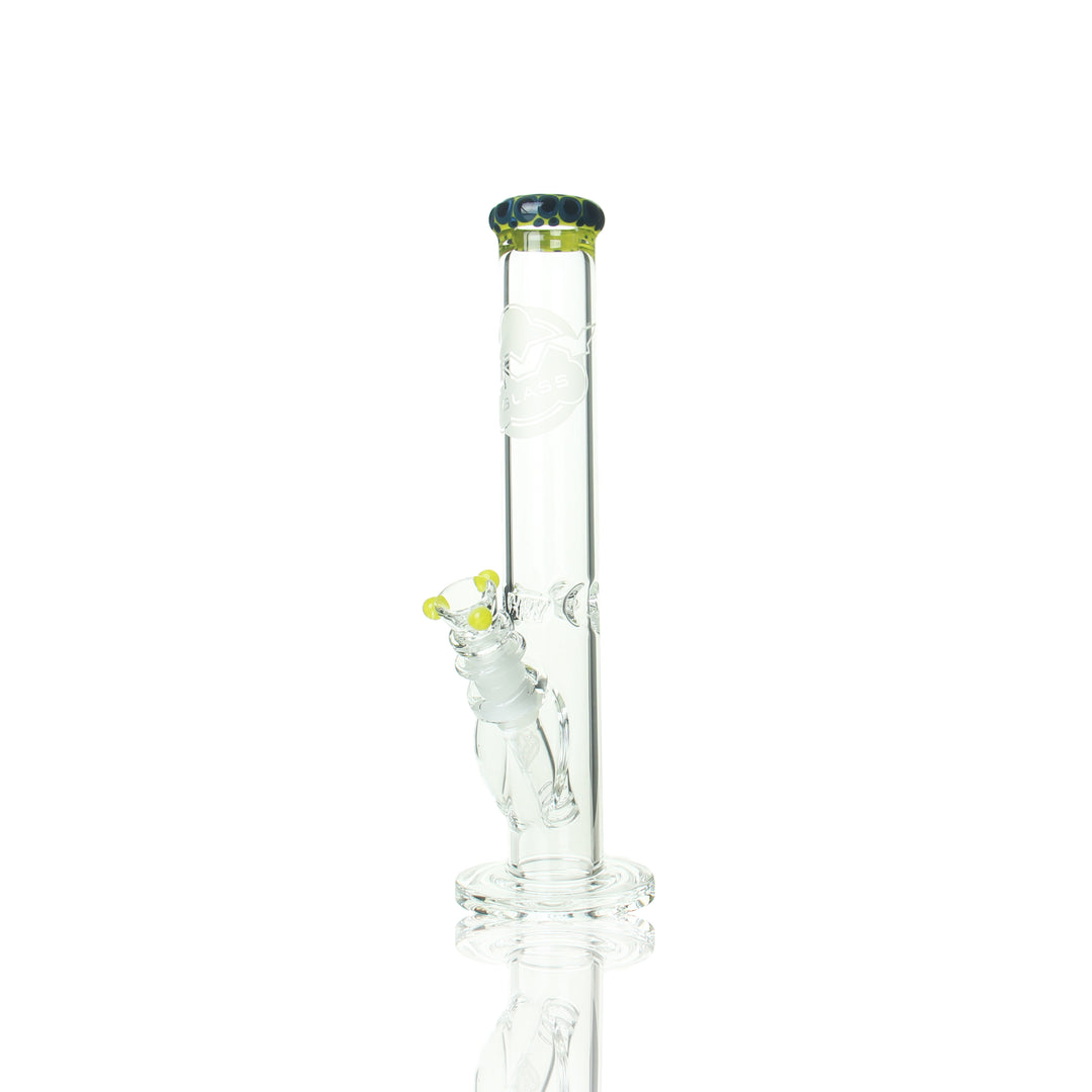 HVY Glass 11-inch mini straight tube bong — yellow color lip borosilicate glass water pipe