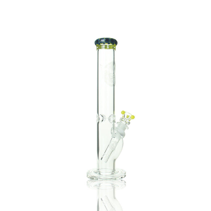HVY Glass 11-inch mini straight tube — yellow color lip glass water pipe, side detail