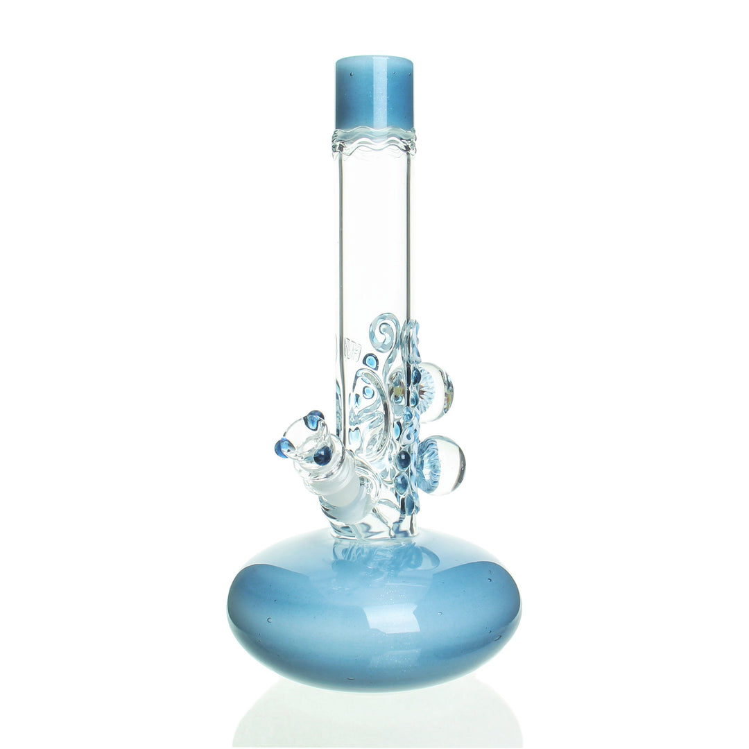 HVY Glass 12in 3 Marble TAG Color Beaker Baby Blue — 3-marble TAG-color beaker bong in baby blue