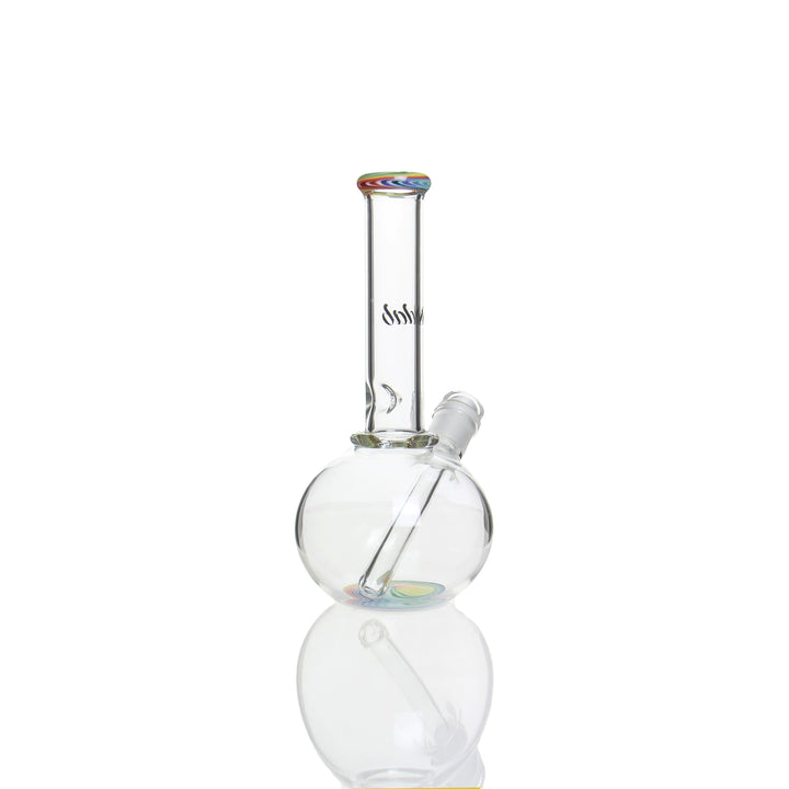 iDab Glass 9in Bubble Beaker Rainbow — rainbow bubble beaker from alternate angle