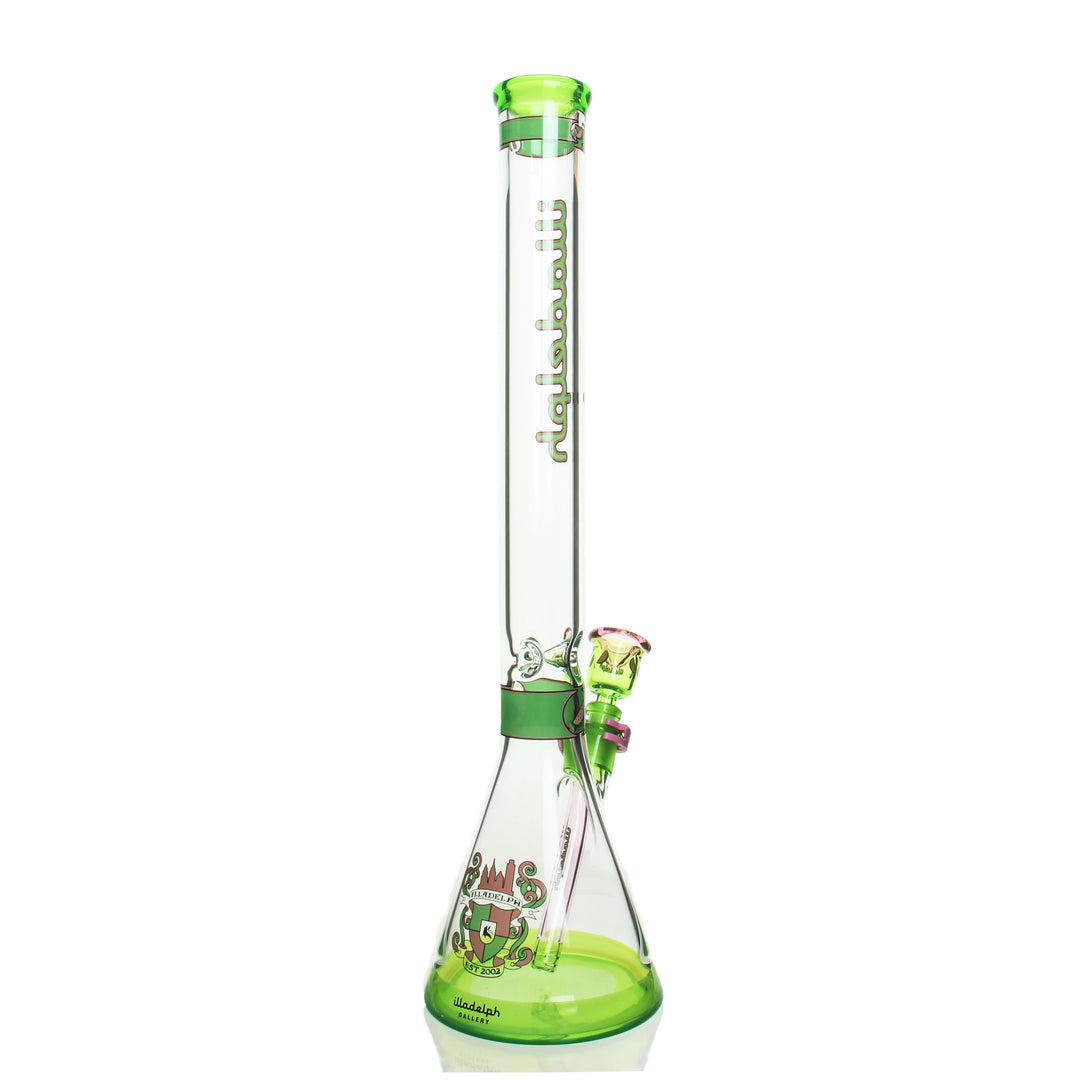Illadelph Glass 7mm Tall Beaker Signature Series Watermelon — Signature Series Watermelon 7mm tall beaker from alternate angle