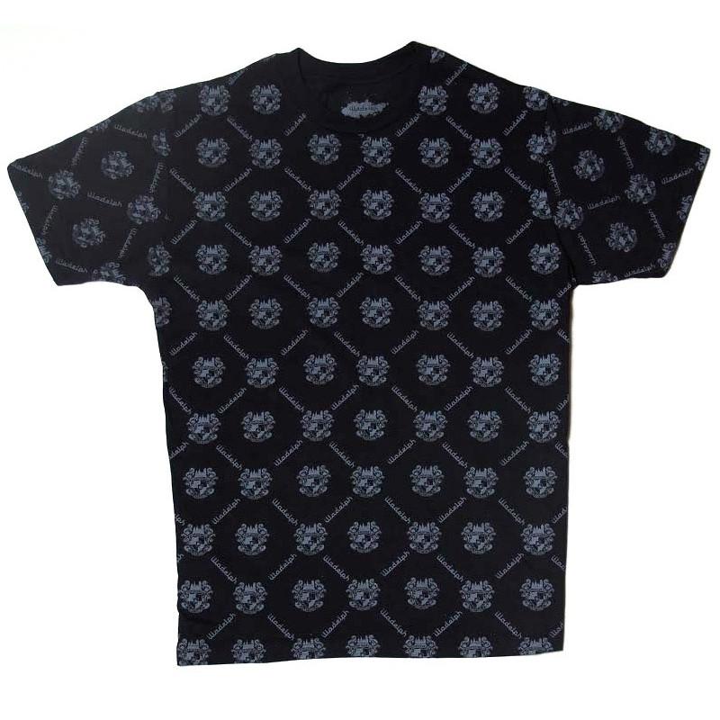 Illadelph Black All-Over Print T-shirt — cotton tee with full-coverage logo print