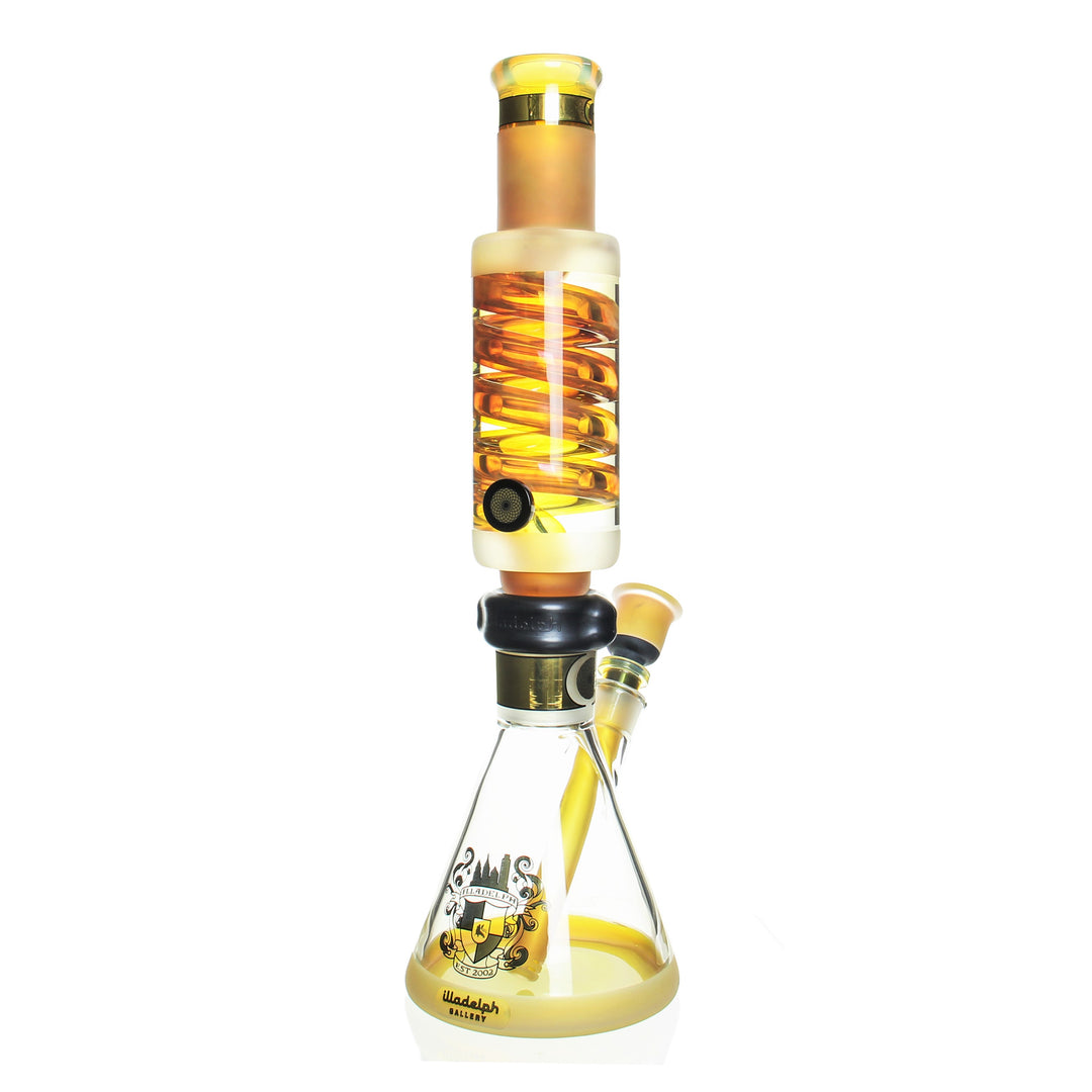 Illadelph Hura Coil Beaker Gold — gold Hura coil beaker from alternate angle