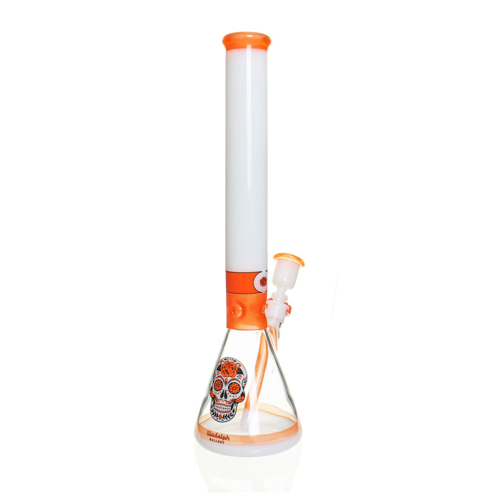 Illadelph Glass Medium Beaker Day Of The Dead 10/10 — Day Of The Dead 10/10 medium beaker from alternate angle