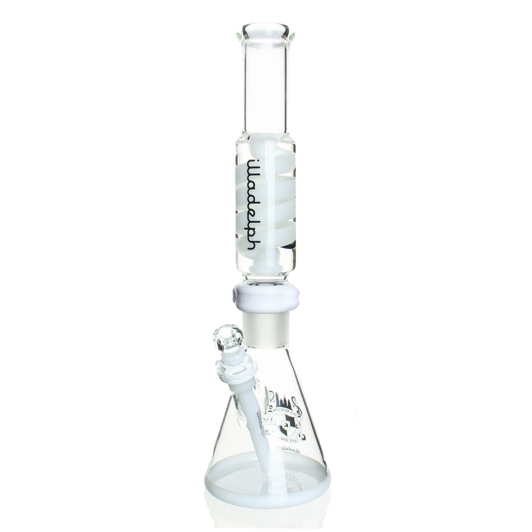 Illadelph Medium Coil White with Straight Extension — medium coil-perc bong in white with straight extension piece