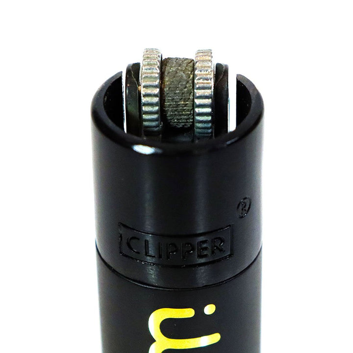Illadelph Metal Clipper Lighter — metal Clipper lighter top-down view of flint wheel