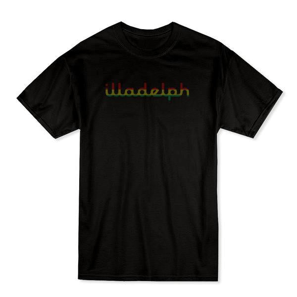 Illadelph Rasta T-shirt — cotton tee with rasta-color logo graphic