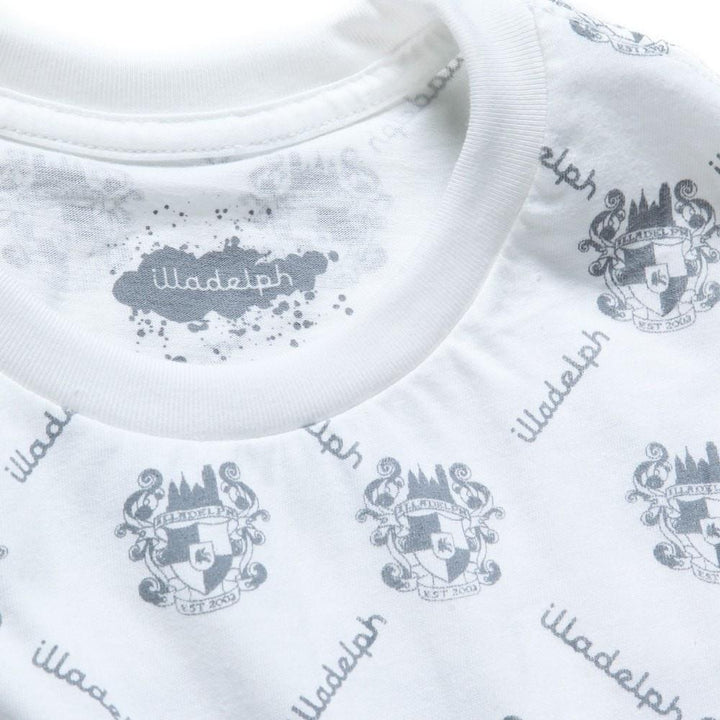 Illadelph White All Over Print T-shirt — Illadelph all over print T-shirt detail view