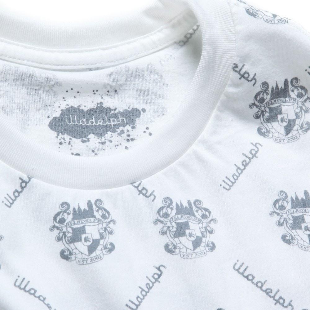 Illadelph White All Over Print T-shirt — Illadelph all over print T-shirt detail view