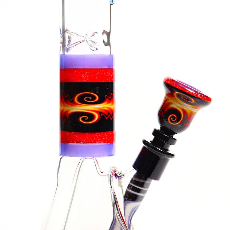 Illadelph Glass Worked Collins Beaker Bi-Polar with Crushed Opal — Bi-Polar crushed opal Collins detail view