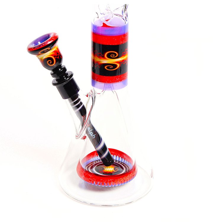 Illadelph Glass Worked Collins Beaker Bi-Polar with Crushed Opal — Bi-Polar crushed opal Collins close-up of work