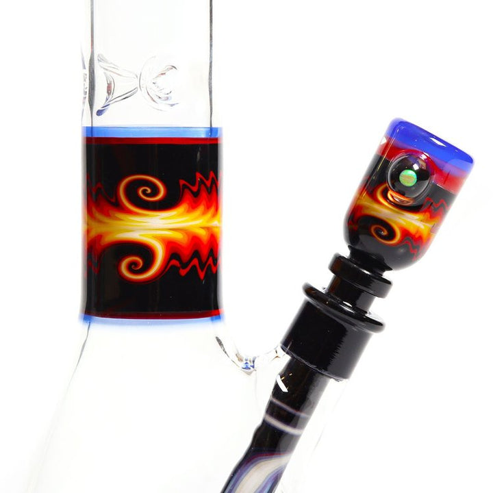 Illadelph Glass Worked Medium Beaker Bi-Polar Red and Blue — Bi-Polar red and blue beaker from alternate angle