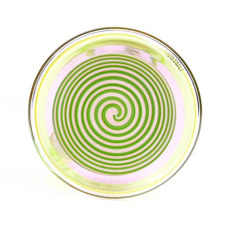 Illadelph Glass Worked Medium Beaker Watermelon — watermelon worked beaker base view