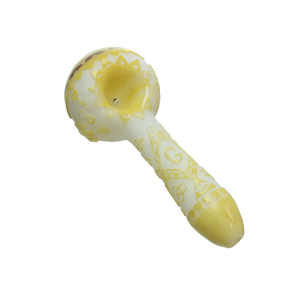 Liberty 503 - Deep Sandblasted Yellow/White Hand Pipe - Free Mason