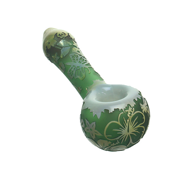 Liberty 503 - Sandblasted Hand Pipe - Flowers & Butterflies