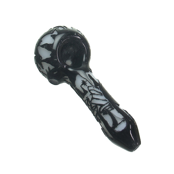 Liberty 503 - Deep Sandblasted Two Tone Hand Pipe - Black & White Crystals