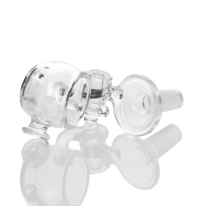 J-Red Hatched Vapor Dome 14mm Male — hatched-pattern 14mm male vapor dome, hero shot