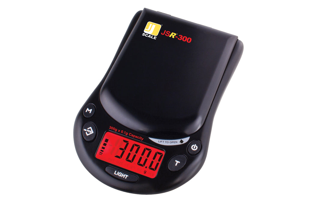 J Scale JSR300 digital pocket scale — 300g capacity with 0.01g precision and backlit display