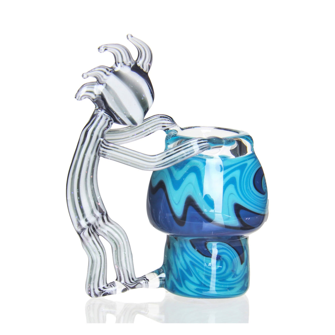 Jason Live Free Gordon 14mm Kokopelli Dome Blue — handblown 14mm Kokopelli-themed dome carb cap in blue