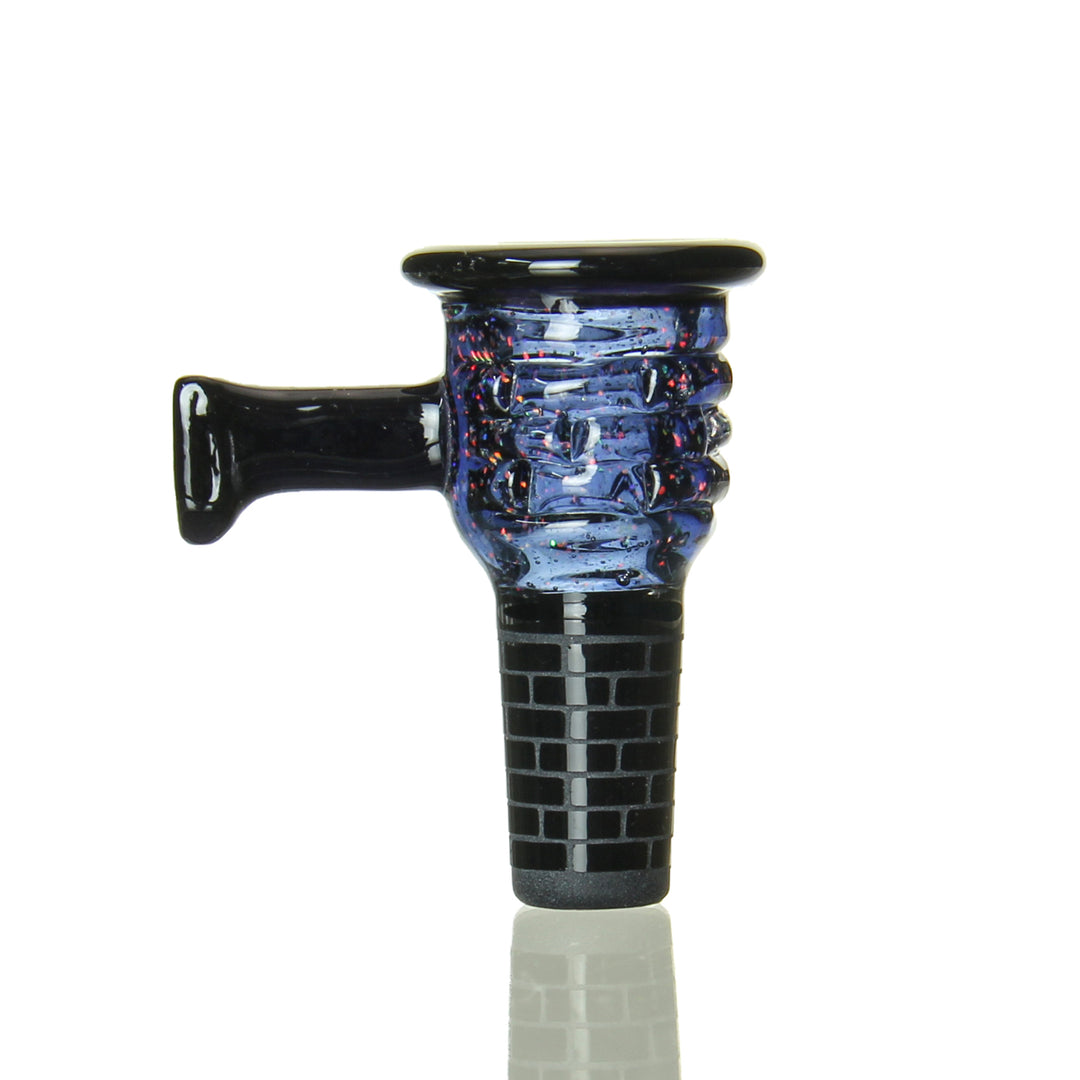 Jebb Glass Castle Slide Blue Crushed Opal — castle-themed worked bowl slide, blue crushed opal colorway