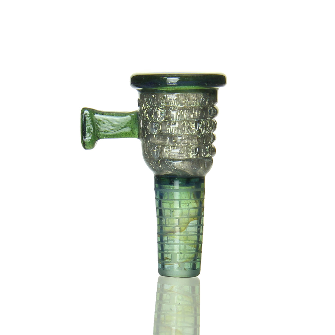 Jebb Glass Castle Slide Shooting Star with Crushed Opal — castle-themed worked bowl slide, shooting star with crushed opal colorway