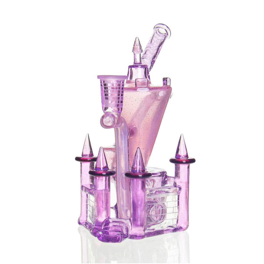 Jebb Glass Gem Series Klein Castle Pink Satin x Cropal — Gem Series Klein castle-shaped dab rig in Pink Satin and Cropal