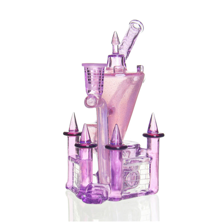 Jebb Glass Gem Series Klein Castle Pink Satin x Cropal — Gem Series Klein castle-shaped dab rig in Pink Satin and Cropal