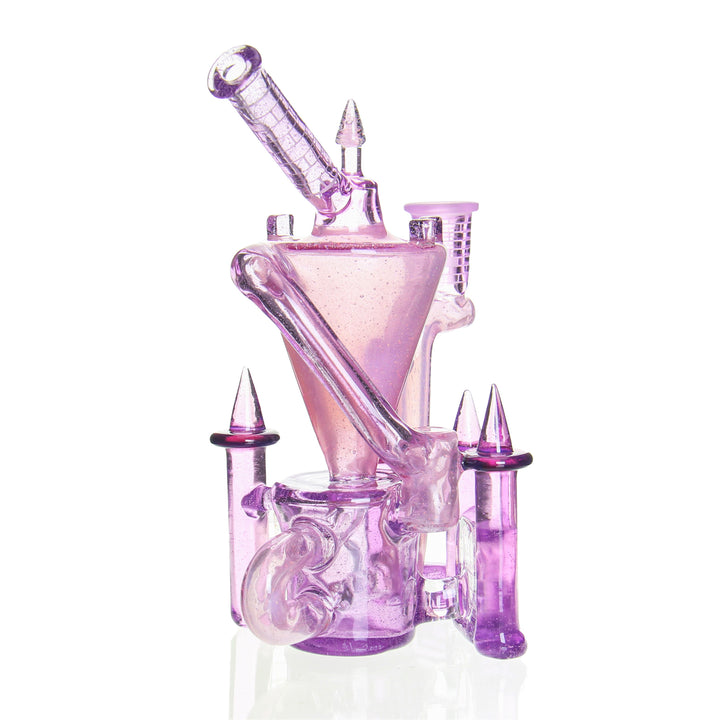 Jebb Glass Gem Series Klein Castle Pink Satin x Cropal — Pink Satin and Cropal Klein Castle from alternate angle