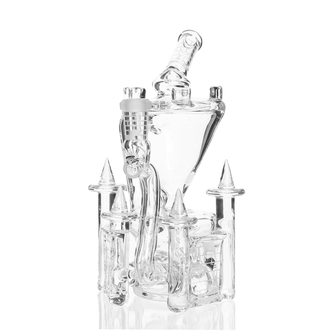Jebb Glass Klein Castle Clear — handblown Klein-recycler castle-shaped dab rig in clear