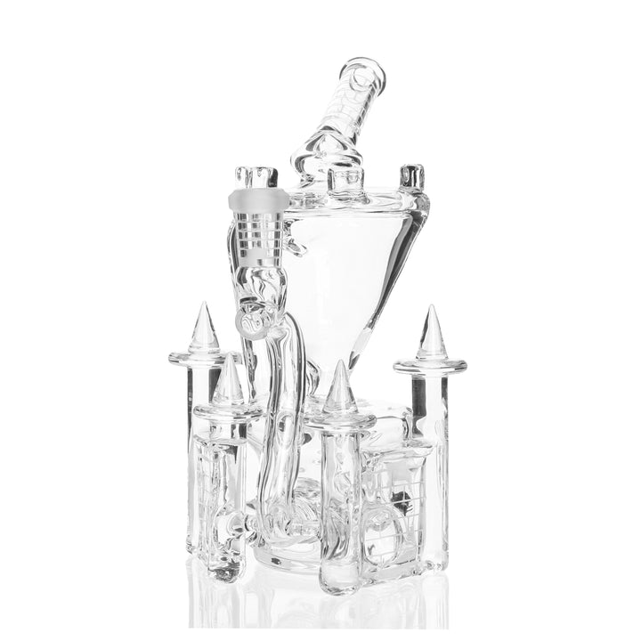 Jebb Glass Klein Castle Clear — handblown Klein-recycler castle-shaped dab rig in clear