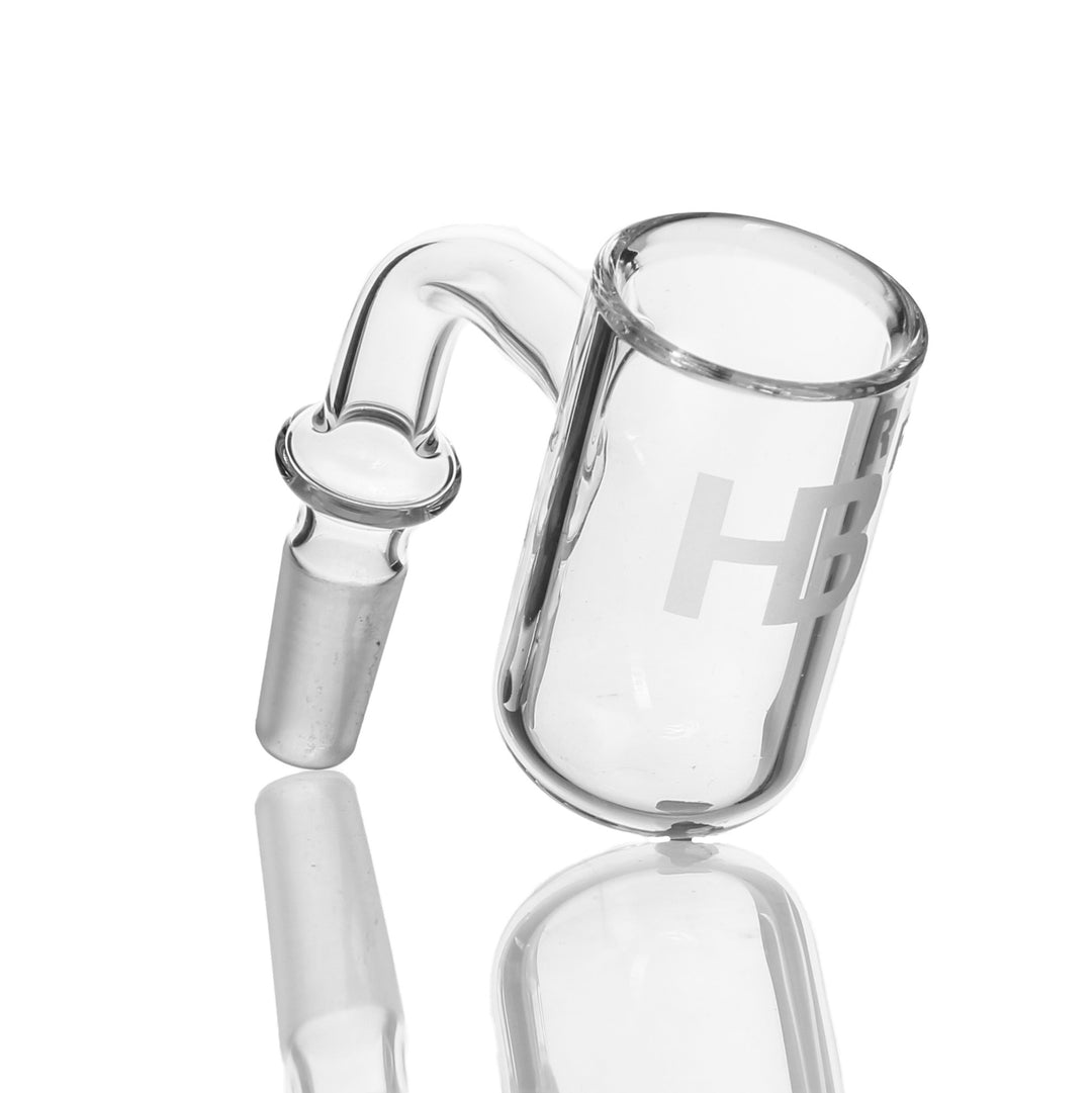 Joel Halen 25mm Flat Top Round Bottom Quartz Bucket 10mm Male 90deg — 25mm flat-top round-bottom quartz bucket with 10mm male joint at 90 deg
