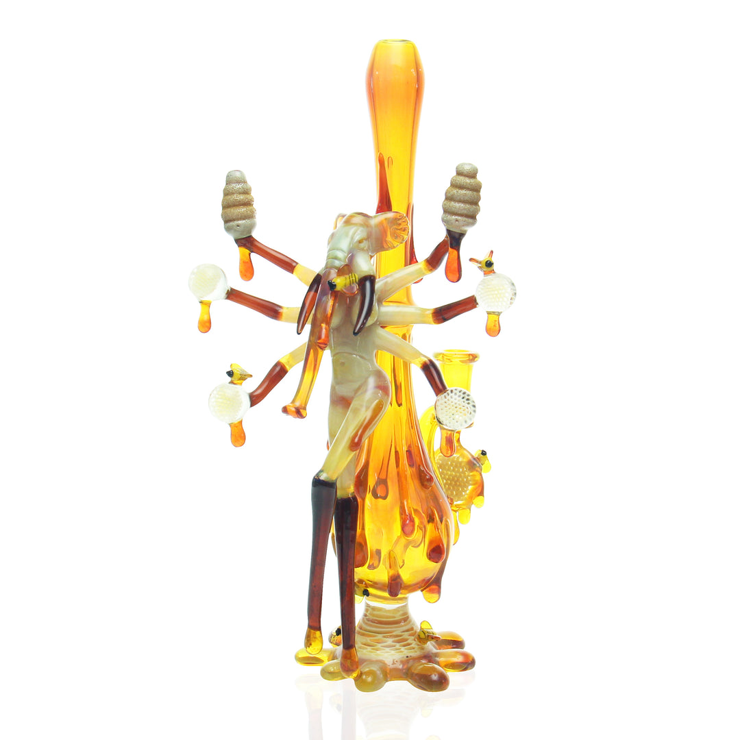 JOP Glass x Joe Peters Honey Ganesh Bubbler collaboration with 14mm female joint