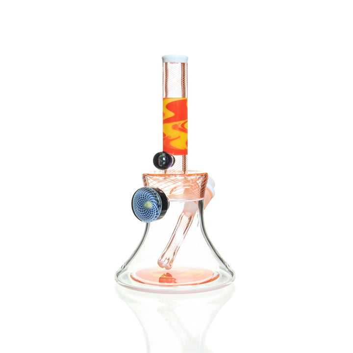 JT Glass 7in Mini Beaker Orange — alternate angle showing downstem and bowl detail