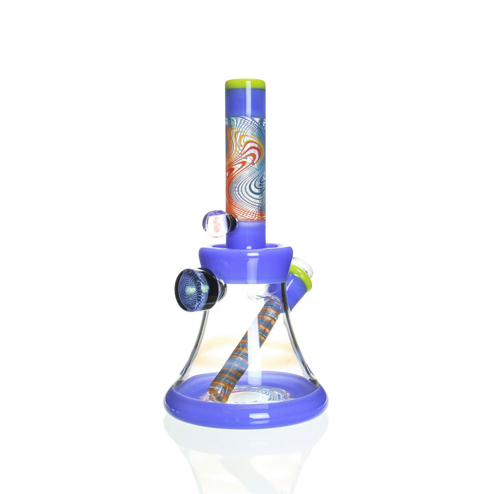 JT Glass 8in Mini Beaker Grateful Blue — alternate angle showing worked glass and bowl detail