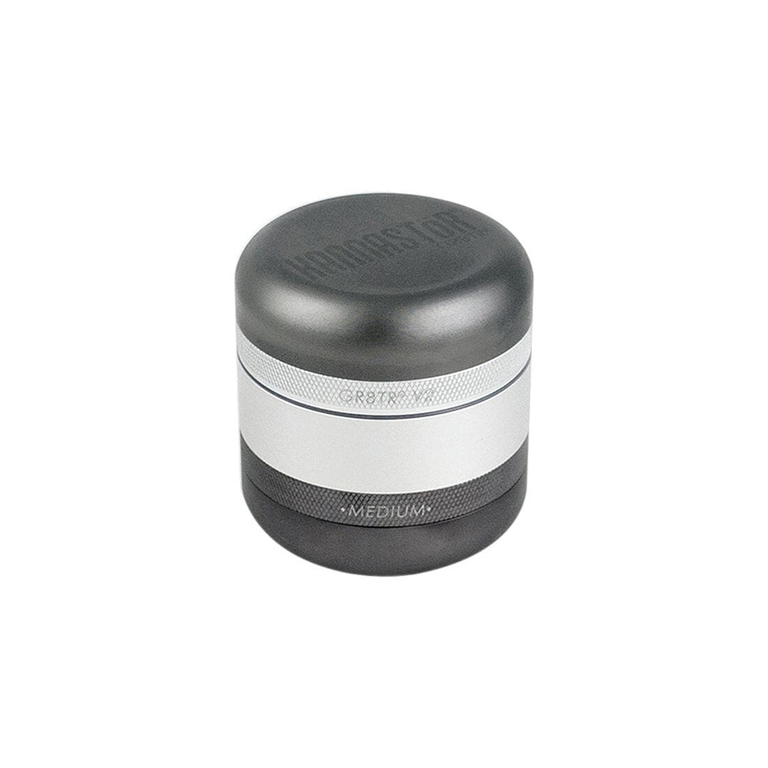 Ryot Kannastor GR8TR V2 Grinder Matte Silver Gunmetal modular solid view