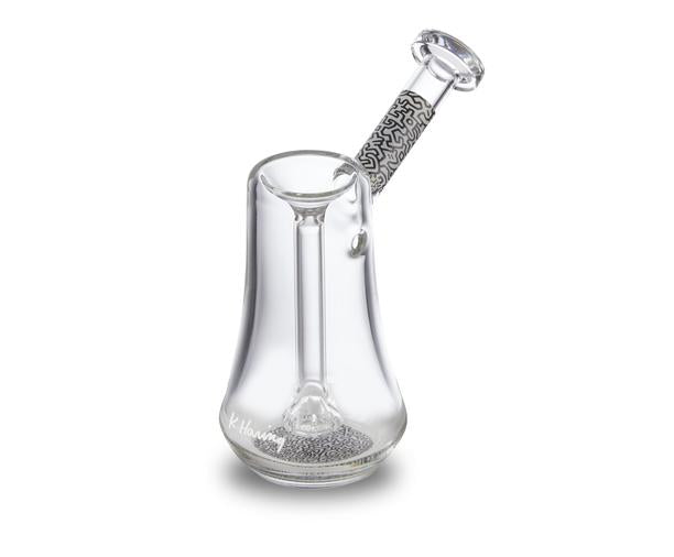 Keith Haring Glass Bubbler Black and White water pipe