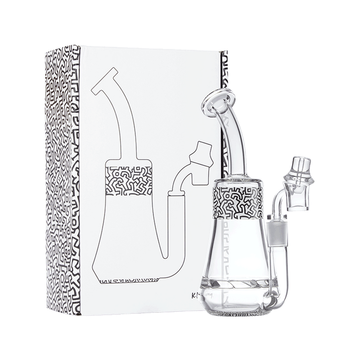Keith Haring Glass Concentrate Rig Black and White left view
