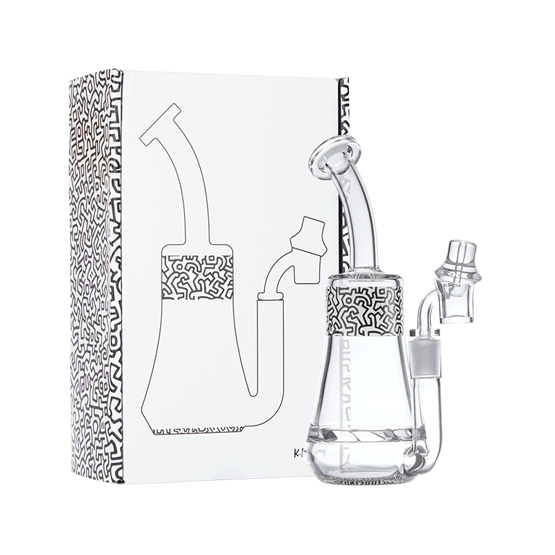Keith Haring Glass Concentrate Rig Black and White left view