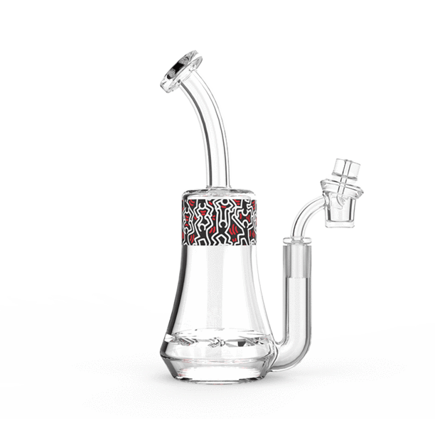 Keith Haring Glass Concentrate Rig Black Red White — artist-branded dab rig with Keith Haring artwork in black, red, white