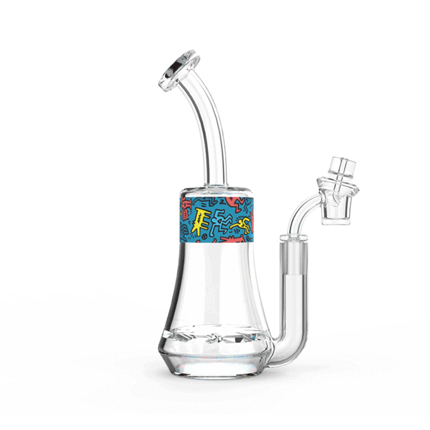 Keith Haring Glass Concentrate Rig Multi Blue — artist-branded dab rig with Keith Haring artwork in multi blue