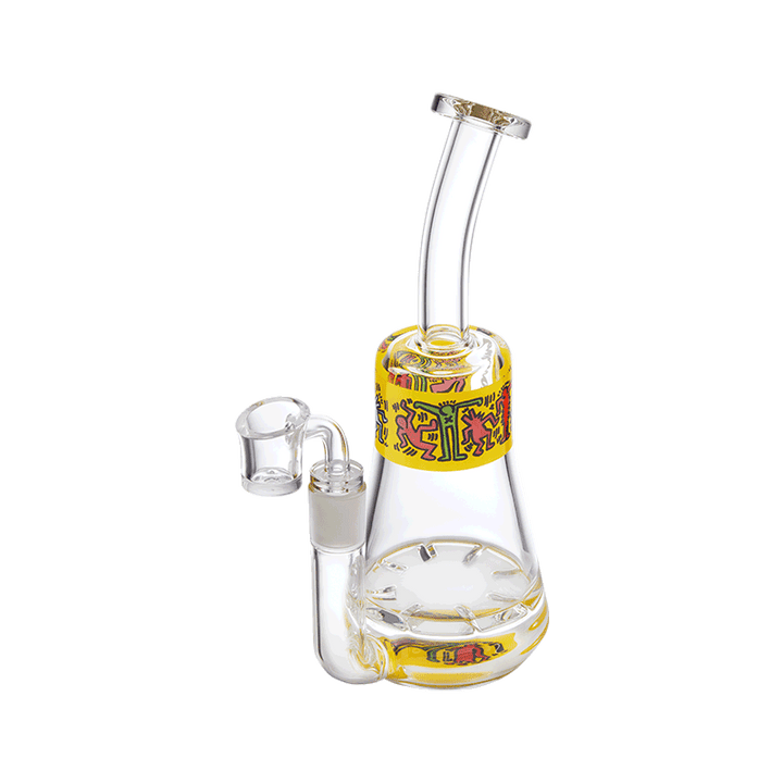 Keith Haring Glass Concentrate Rig Multi Yellow top view
