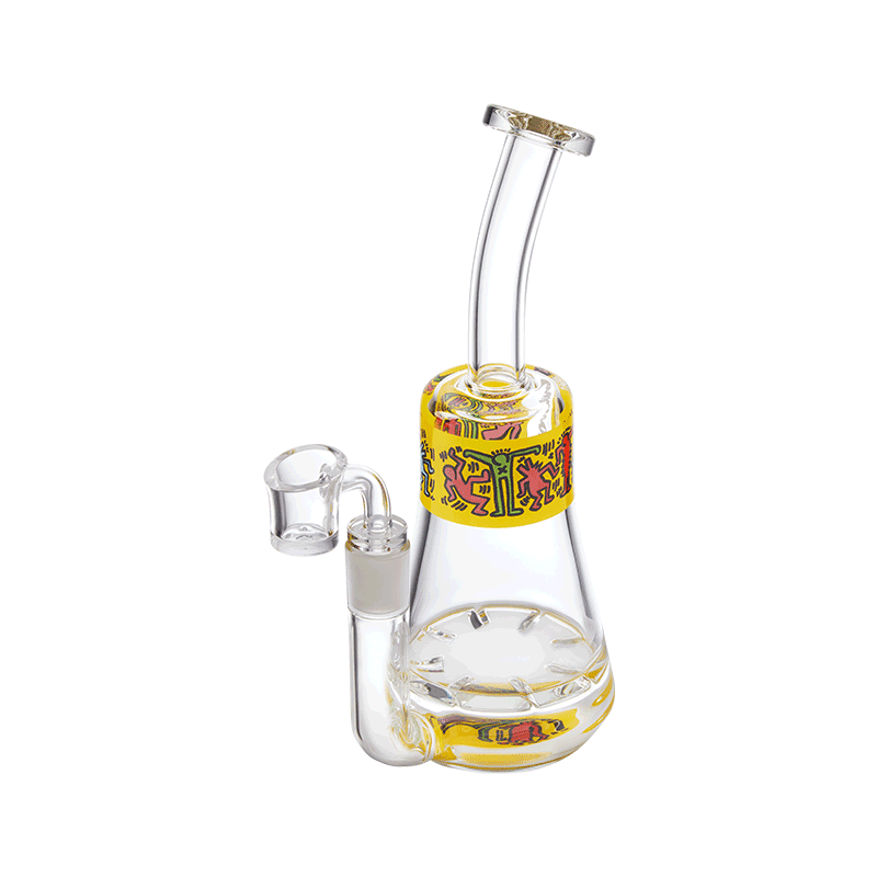 Keith Haring Glass Concentrate Rig Multi Yellow top view