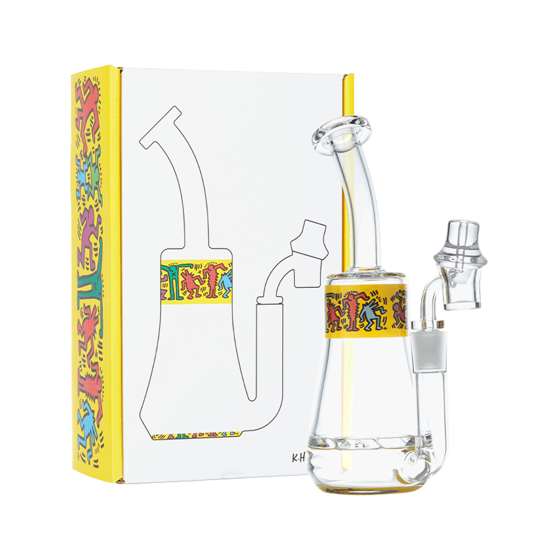 Keith Haring Glass Concentrate Rig Multi Yellow left view