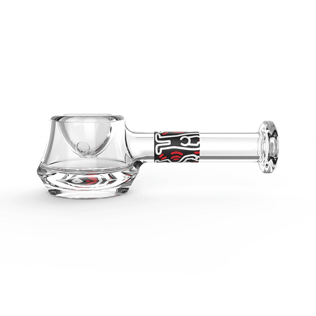 Keith Haring Glass Spoon Pipe Black, Red, and White — pop art spoon pipe with iconic Keith Haring artwork