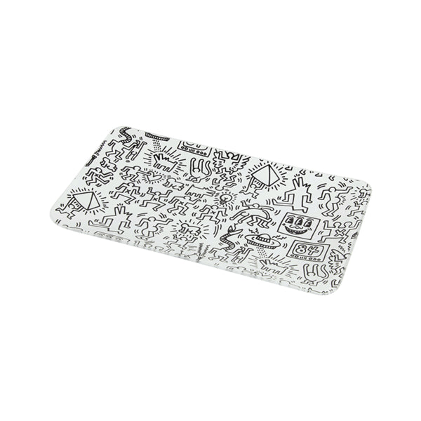 Keith Haring Glass Rolling Tray Black and White side view