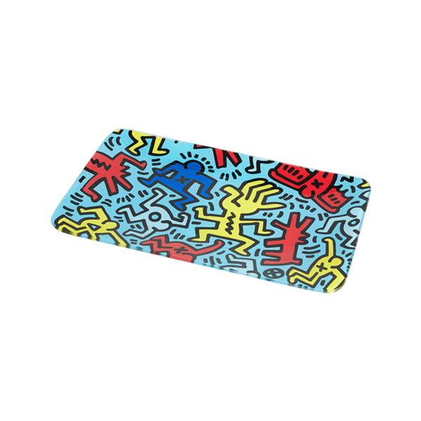 Keith Haring Glass Rolling Tray Multi Blue side view