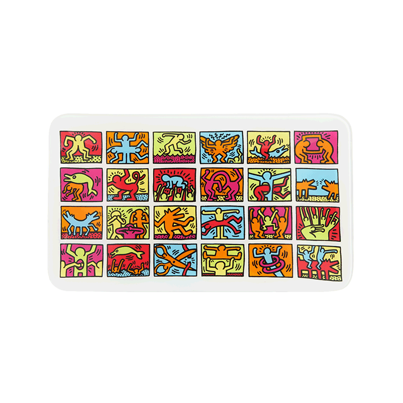 Keith Haring Glass Rolling Tray Multi Colored metal rolling tray