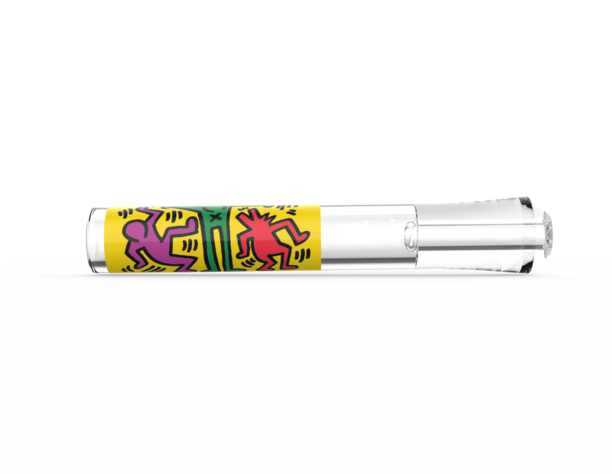Keith Haring Glass Taster Multi Yellow glass one-hitter